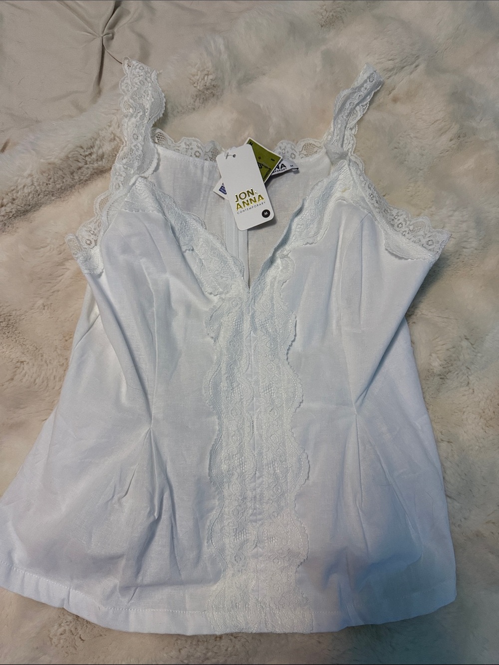 Jon & Anna White Lace-Trim Camisole